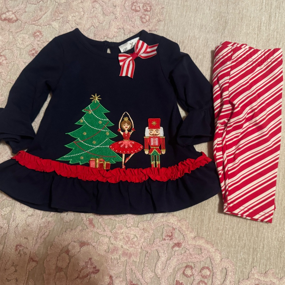 Rare Editions Navy and Red Christmas Outfit - with Nutcracker and Ballerina
